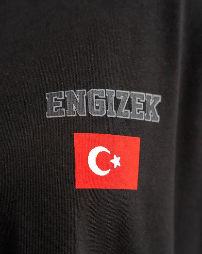 Black T-Shirt with left Logo & Flag