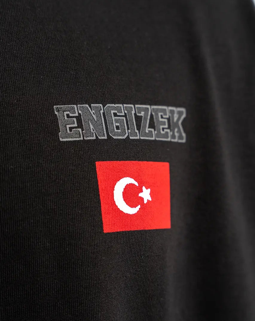 Black T-Shirt with left Logo & Flag