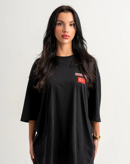 Black T-Shirt with left Logo & Flag