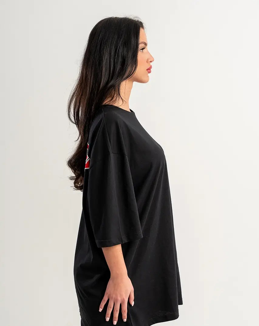 Black T-Shirt with left Logo & Flag