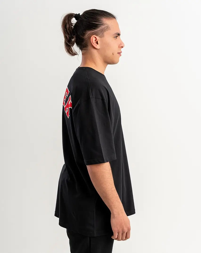 Black T-Shirt with left Logo & Flag