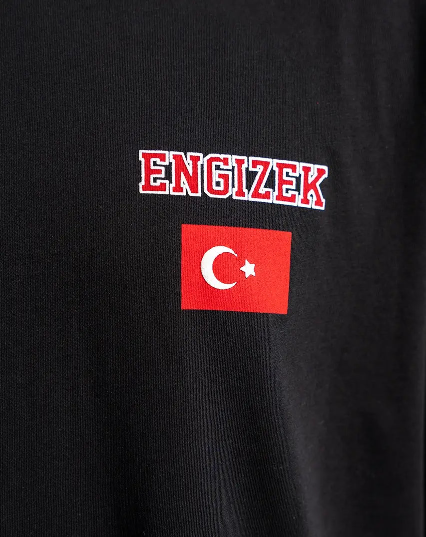 Black T-Shirt with left Logo & Flag