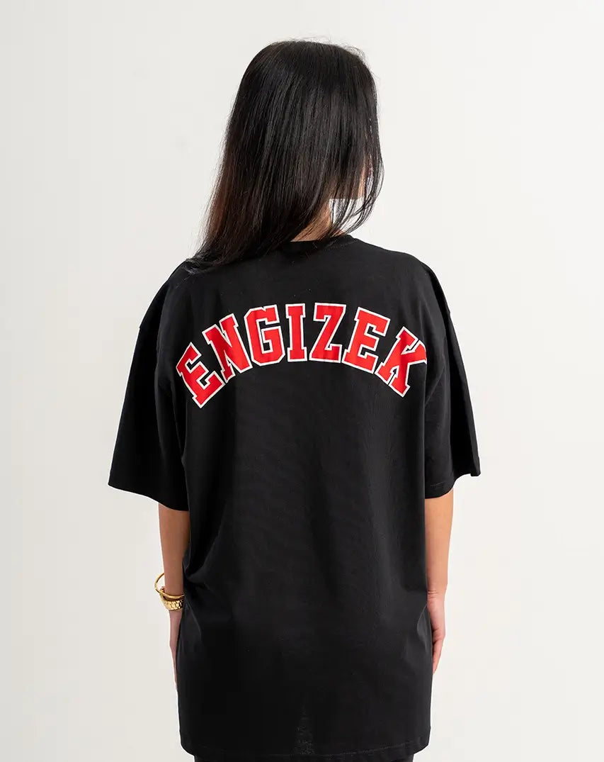 Black T-Shirt with small Print & Flag